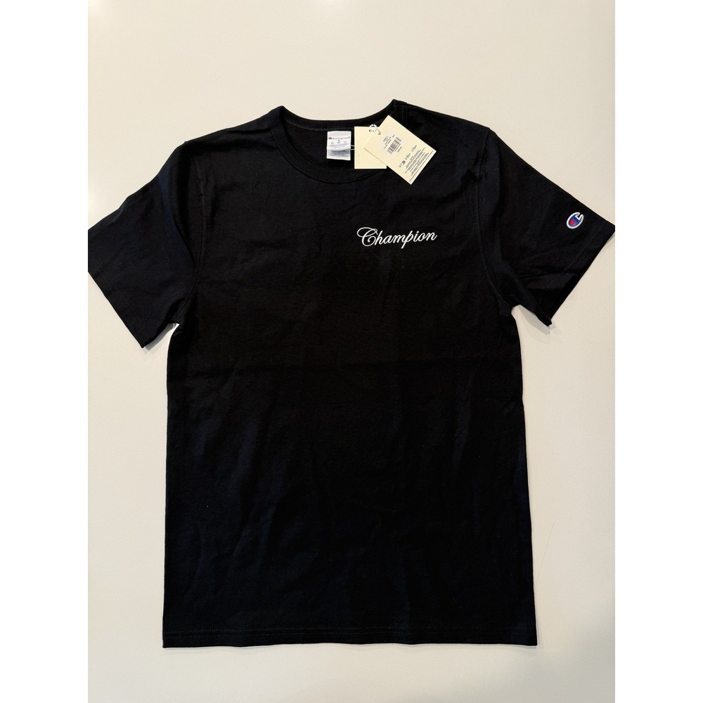 Champion Mens Butterfly Graphic Script Logo T-Shirt Black Small Short Sleeve NWT